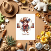 Rustisch Western Cowboy Baby shower Bedankkaart