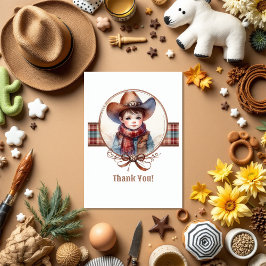 Rustisch Western Cowboy Baby shower Bedankkaart