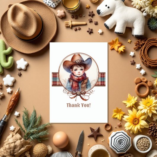 Rustisch Western Cowboy Baby shower Bedankkaart