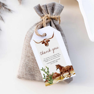 Rustisch Western Cowboy Baby shower Cadeaulabel