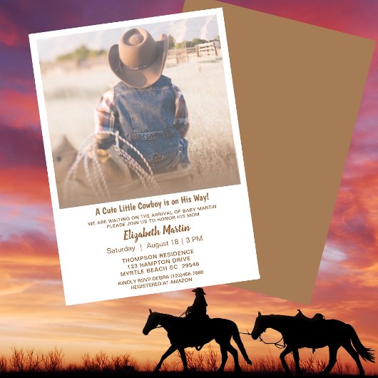 Rustisch Western Cowboy Baby shower Kaart