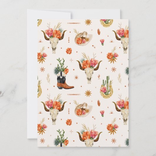 Rustisch Western Cowboy Baby shower Kaart (Achterkant)