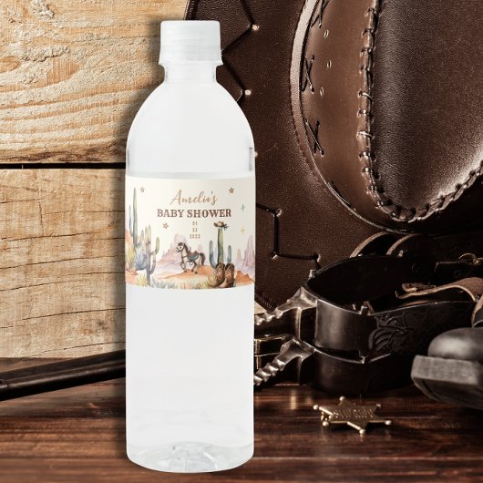 Rustisch Western Cowboy Baby shower Waterfles Etiket