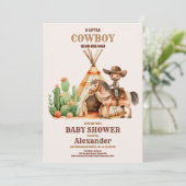Rustisch Western Cowboy Land Baby shower Kaart (Staand voorkant)