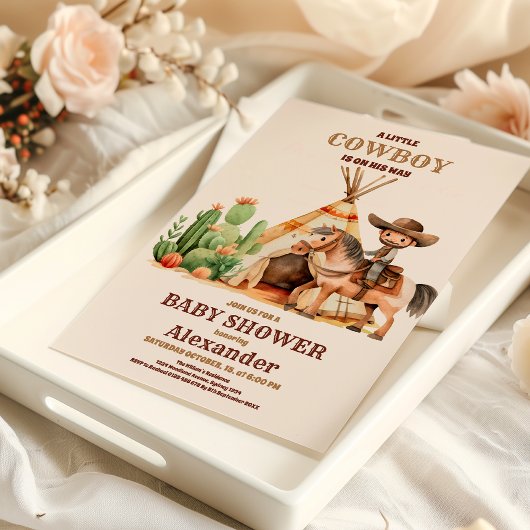 Rustisch Western Cowboy Land Baby shower Kaart