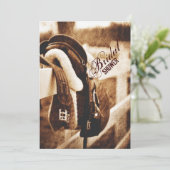 Rustisch western cowboy-vrijgezellenfeest kaart (Staand voorkant)