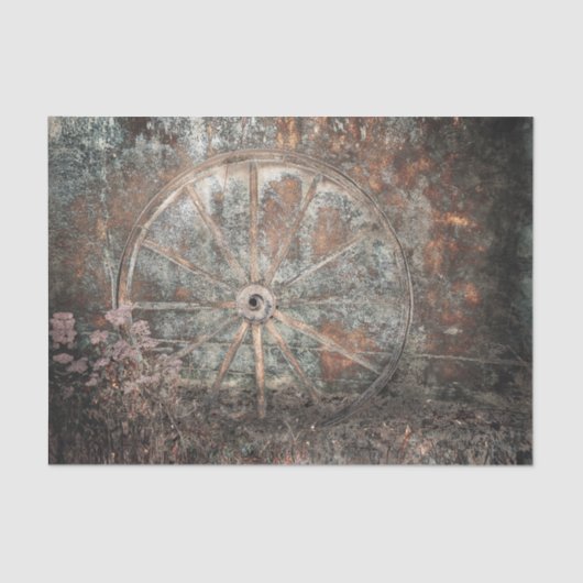 Rustisch Western  grijs wiel Tissuepapier (Voorkant)