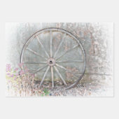 Rustisch Western grijs wit vervormd wiel Inpakpapier Vel (Voorkant 3)