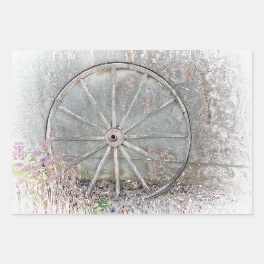 Rustisch Western grijs wit vervormd wiel Inpakpapier Vel (Voorkant 2)