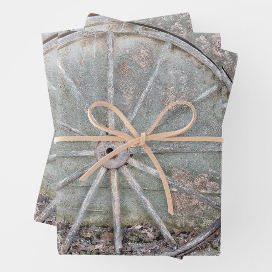 Rustisch Western grijs wit vervormd wiel Inpakpapier Vel (In situ)