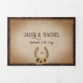 Rustisch Western Hoefijzer en zonnebloemen Drieluik Uitnodiging (Cover)