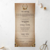 Rustisch Western Hoefijzer en zonnebloemen Drieluik Uitnodiging (Binnen)