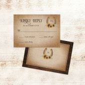 Rustisch Western Hoefijzer en zonnebloemen RSVP Kaartje