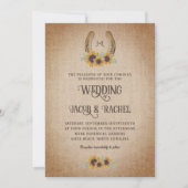 Rustisch Western Hoefijzer - Zonnebloemen bruiloft Kaart (Voorkant)