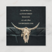 Rustisch Western land Beige Grey Bull Koe Vierkante Visitekaartje (Achterkant)