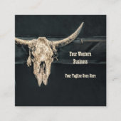 Rustisch Western land Beige Grey Bull Koe Vierkante Visitekaartje (Voorkant)
