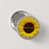 Rustisch Western land Burlap Sunflower bridesmaid Ronde Button 3,2 Cm (Voorkant /achterkant)