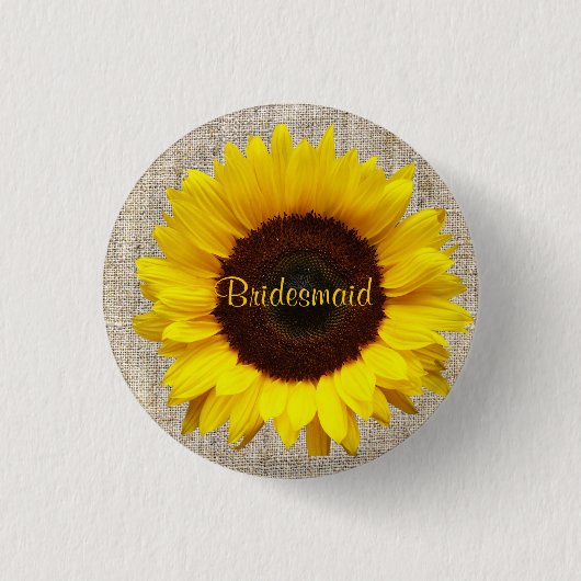 Rustisch Western land Burlap Sunflower bridesmaid Ronde Button 3,2 Cm (Voorkant)