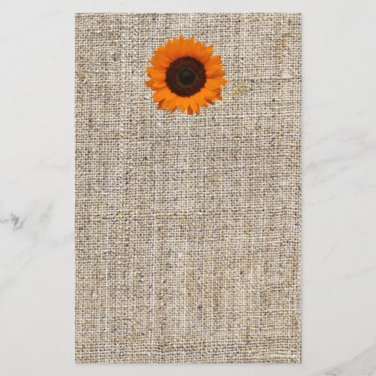 Rustisch Western land Burlap Sunflower Wedding Briefpapier (Voorkant)