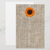 Rustisch Western land Burlap Sunflower Wedding Briefpapier (Voorkant / Achterkant)
