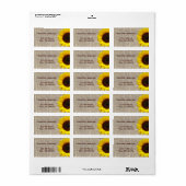 Rustisch Western land Burlap Sunflower Wedding Etiket (Full Sheet)