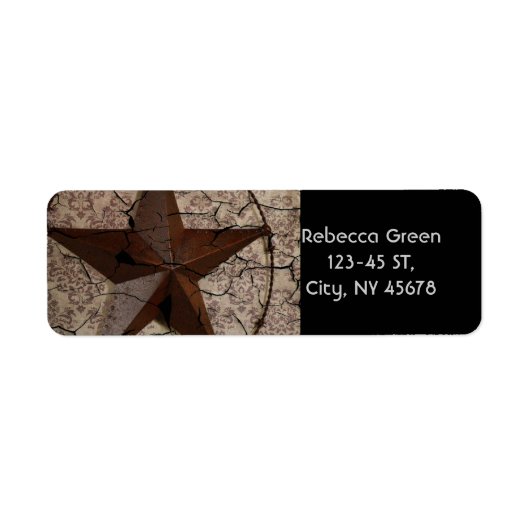 Rustisch Western land Primitief Texas Star Etiket (Voorkant)