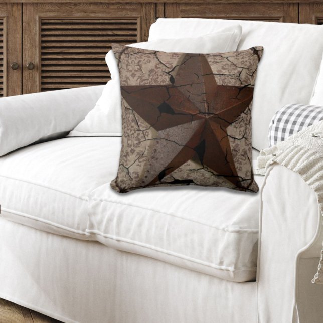 Rustisch Western land Primitief Texas Star Kussen (Rustic Western Country Primitive Texas Star Throw Pillow)