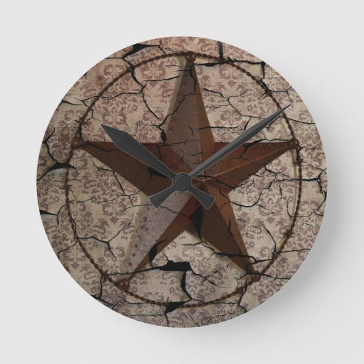 Rustisch Western land Primitief Texas Star Ronde Klok (Voorkant)