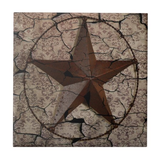 Rustisch Western land Primitief Texas Star Tegeltje (Voorkant)