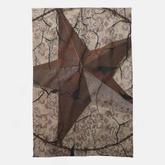 Rustisch Western land Primitief Texas Star Theedoek (Verticaal)