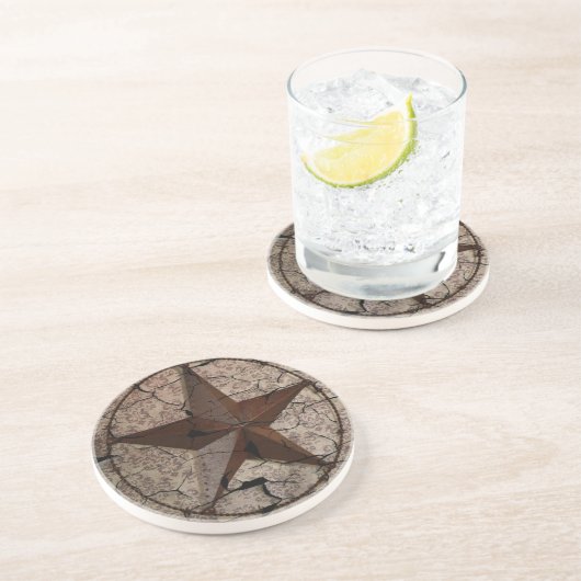 Rustisch Western land Primitief Texas Star Zandsteen Onderzetter (Zijkant)