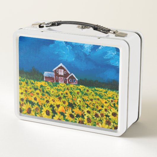 rustisch western land - zonnebloemveld rode schuur (Achterkant)