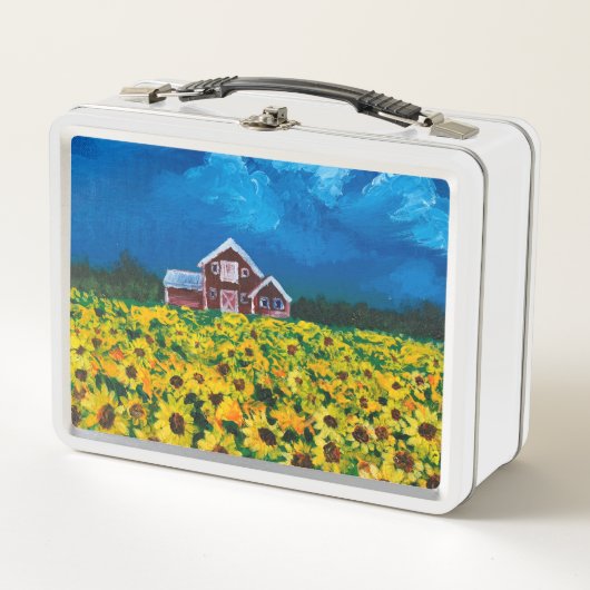 rustisch western land - zonnebloemveld rode schuur (Voorkant)