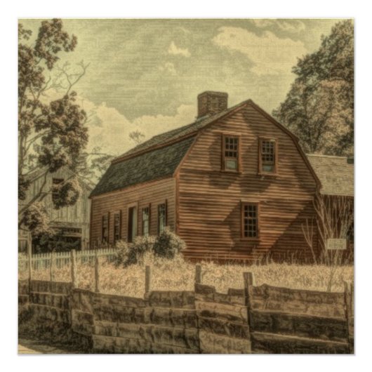 Rustisch Western landenboerderij Chic Red Barn Poster (Voorkant)