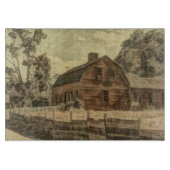 Rustisch Western landenboerderij Chic Red Barn Snijplank (Voorkant)