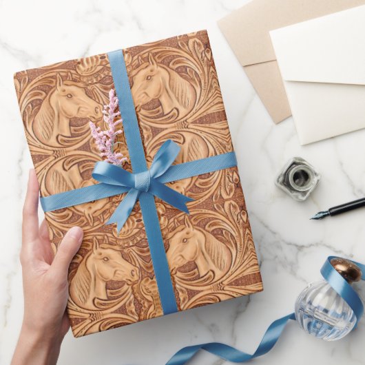 Rustisch western landleder paardenpaard cadeaupapier (Geschenken)