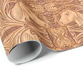 Rustisch western landleder paardenpaard cadeaupapier (Rol Hoek)