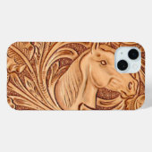 Rustisch western landleder paardenpaard Case-Mate iPhone case (Achterkant (horizontaal))