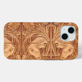 Rustisch western landleder paardenpaard Case-Mate iPhone case (Achterkant (horizontaal))