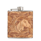 Rustisch western landleder paardenpaard heupfles (Voorkant)