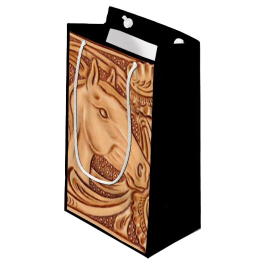 Rustisch western landleder paardenpaard klein cadeauzakje (Voorkant Gekanteld)