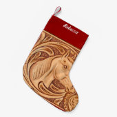 Rustisch western landleder paardenpaard kleine kerstsok (Voorkant (Hangend))