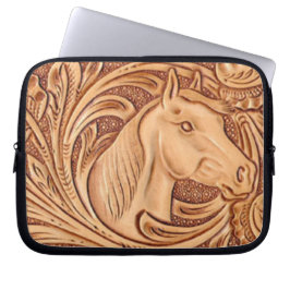 Rustisch western landleder paardenpaard laptop sleeve