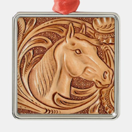 Rustisch western landleder paardenpaard metalen ornament (Voorkant)