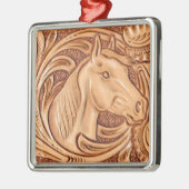 Rustisch western landleder paardenpaard metalen ornament (Links)