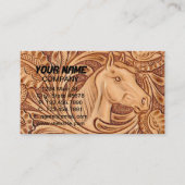 Rustisch western landleder paardenpaard visitekaartje (Voorkant)