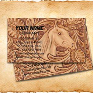 Rustisch western landleder paardenpaard visitekaartje