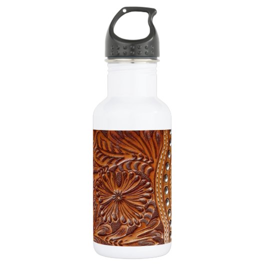 Rustisch western landpatroonleer waterfles  (Voorkant)