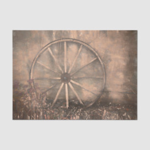 Rustisch Western oud Sepia Sketch Art Wagon Wheel Tissuepapier