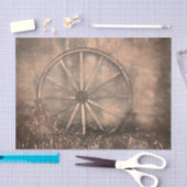 Rustisch Western oud Sepia Sketch Art Wagon Wheel Tissuepapier (Craft)
